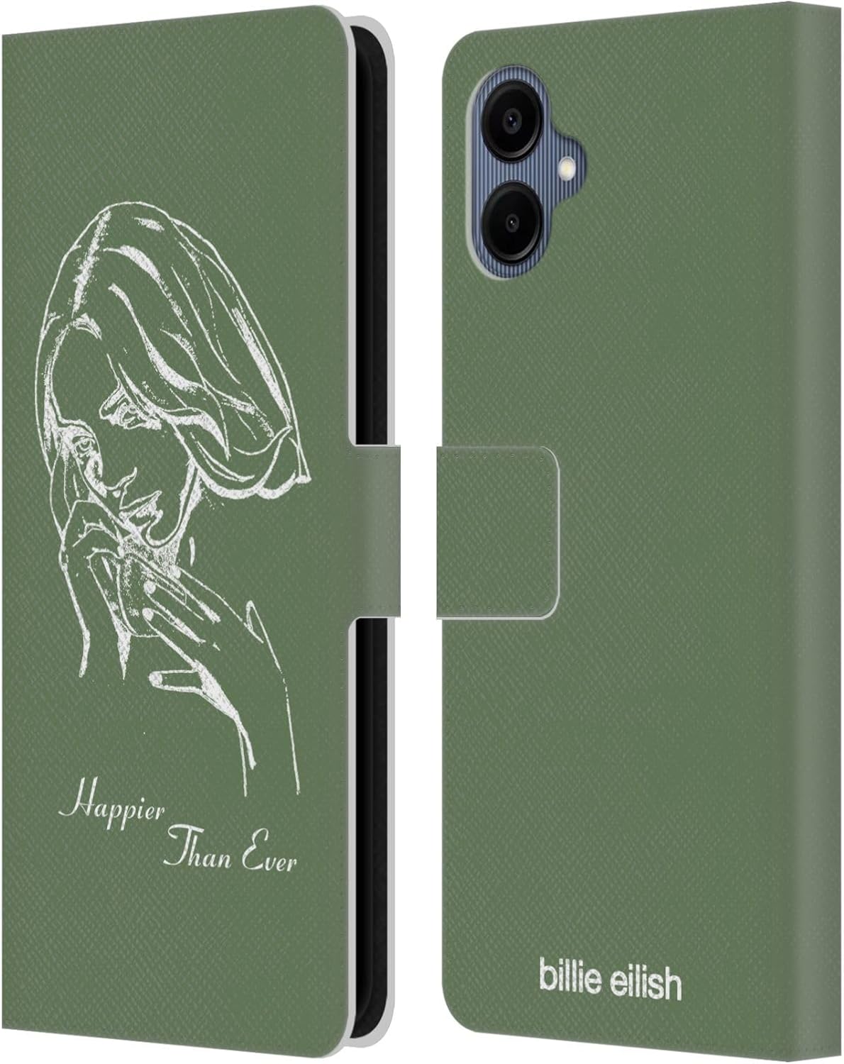 Head Case Designs Officially Licensed Billie Eilish Album Stencil Green Happier Than Ever Leather Wallet Case Compatible with Samsung Galaxy A06 4G / 5G