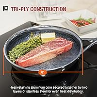 Vista 8 de LIVWELL DiamondClad 10-Inch Hybrid Nonstick Fry Pan - Kitchen Gift - Frying Pan Stainless Steel Cookware Set with Tempered Glass Lids - Dishwasher