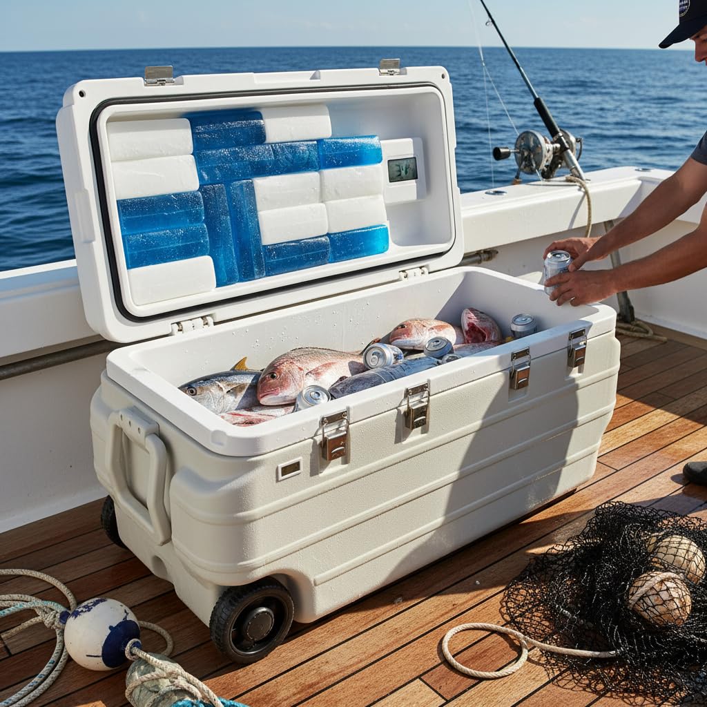 Box Termico 180 L per Pesca, PU, senza ruote + ghiaccio