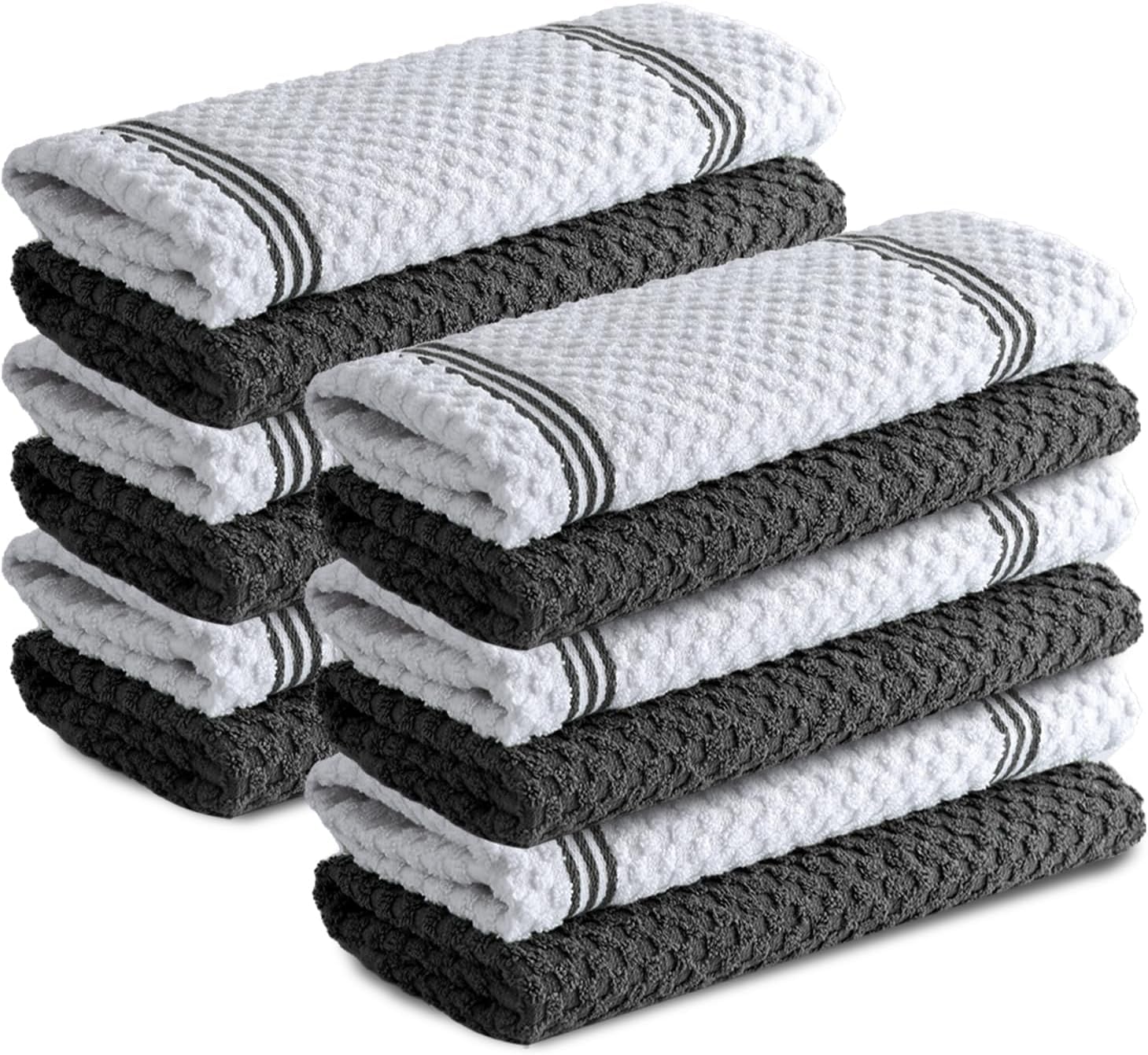 Infinitee Xclusives Premium Kitchen Towels – Pack of 12, 100% Cotton 40cm x 70cm Absorbent Dish Towels - 425 GSM Tea Towel, Terry Kitchen Dishcloth Towels- Grey Dish Cloth for Household Cleaning