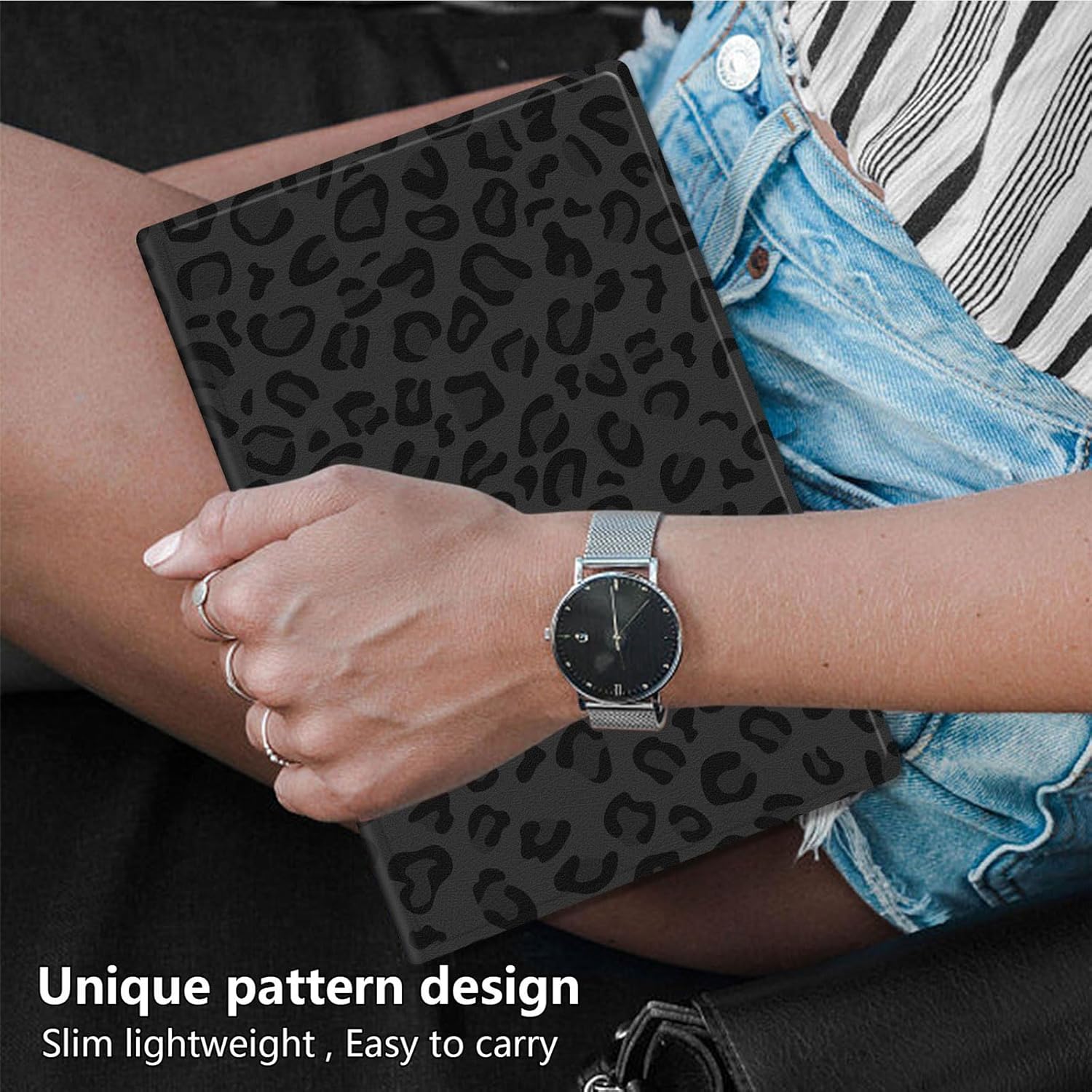 Case for Kindle Paperwhite 12th Gen 2024 Released (7") & Kindle Colorsoft Signature Edition, Multiple Angle, Leopard Print PU Leather Slim Folio Stand Smart Cover with Auto Wake/Sleep