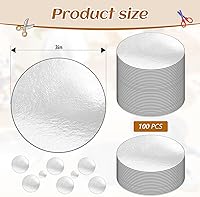 Vista 3 de Fulmoon 100 piezas de papel de espejo plateado, cartulina metálica de 3 pulgadas, círculos reflectantes, hojas de tablero de espejo de aluminio