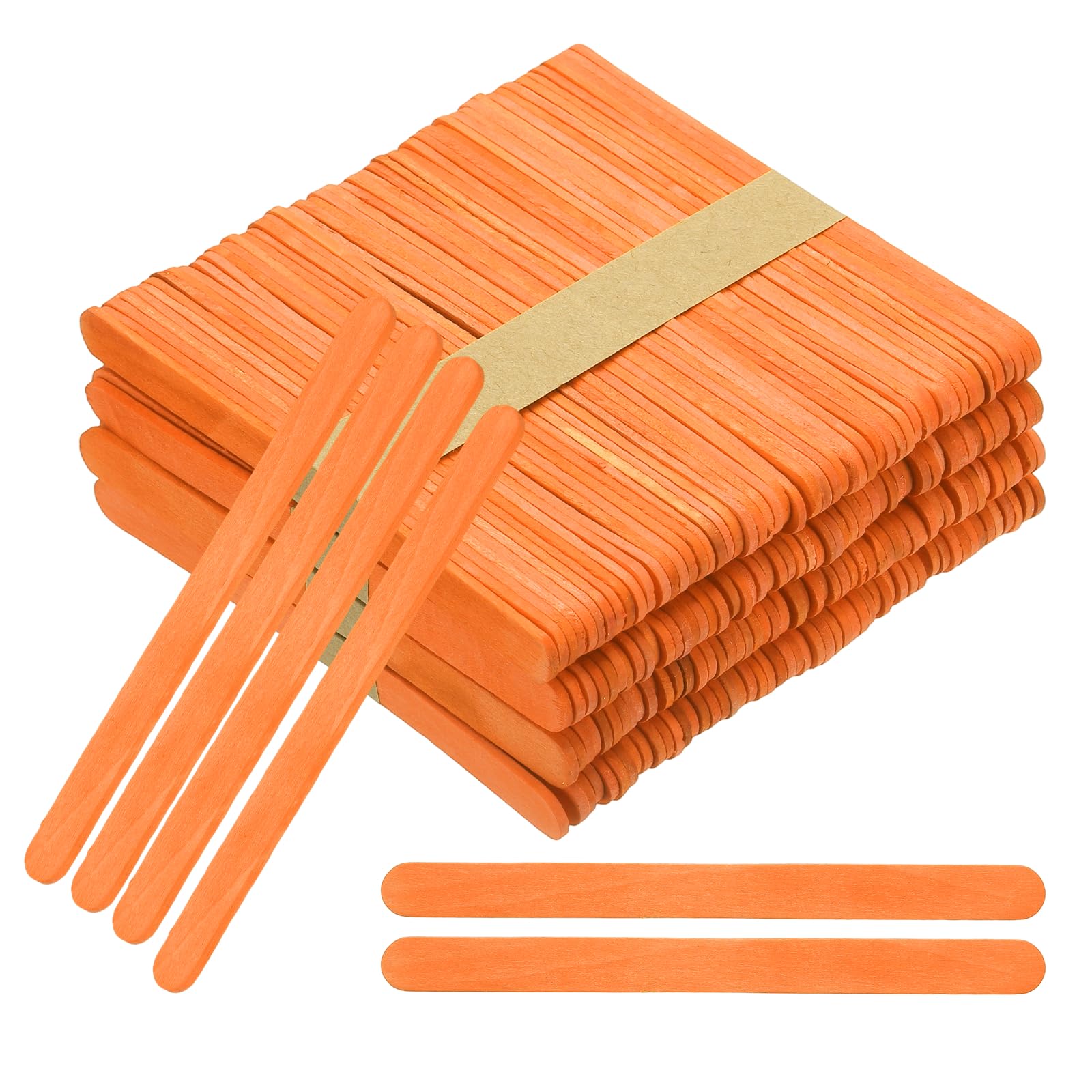 PATIKIL 114x10 mm 200 Pack Craft Sticks, 4.5 Inch Wood Sticks for Crafts Ice Cream DIY Home Art Projects Creative Designs Education, Orange