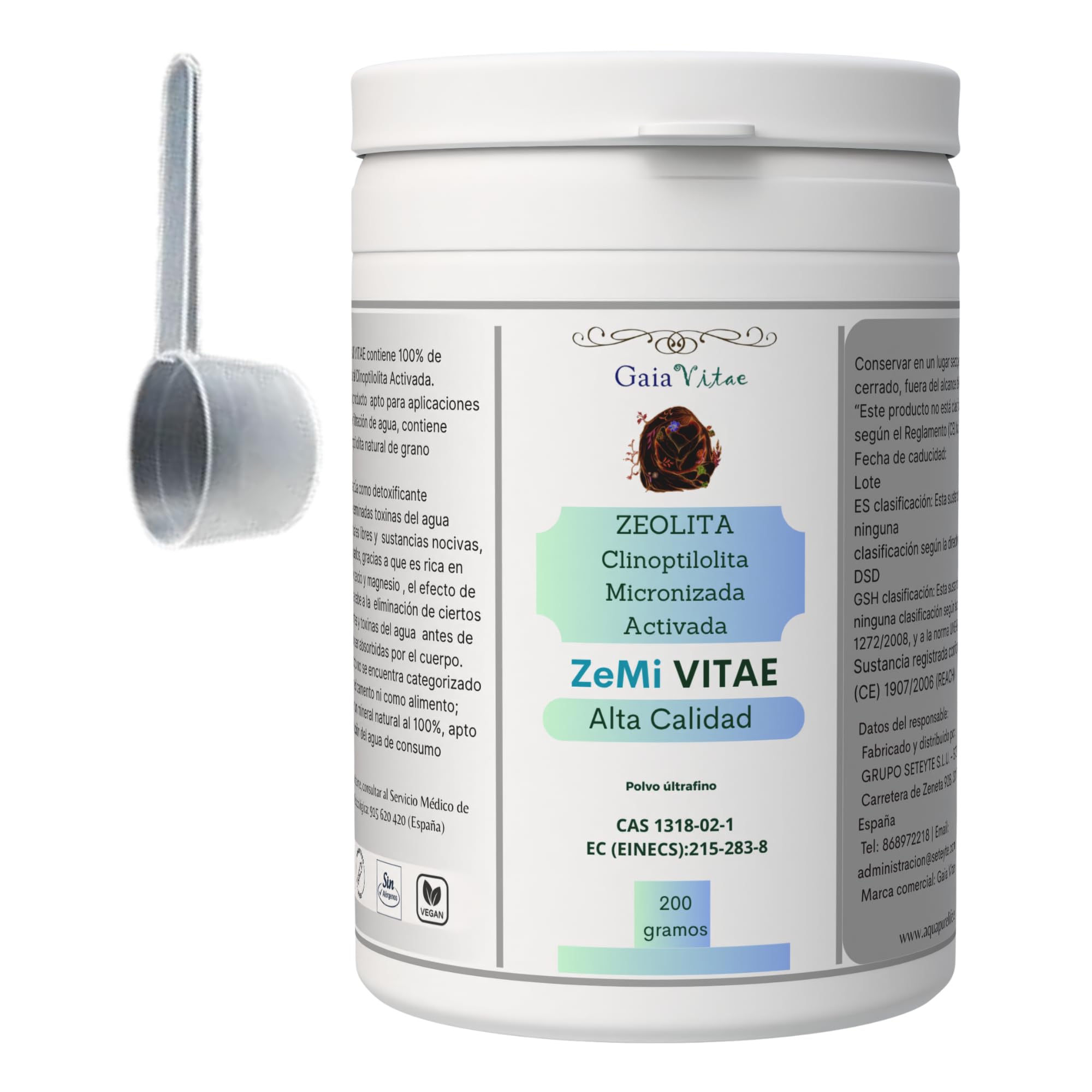 Gaia VITAE® Zéolite Clinoptilolite micronisée activée - Poudre ultra-fine < 20 µm - 100% naturelle - Haute pureté - 200 g / 400 g