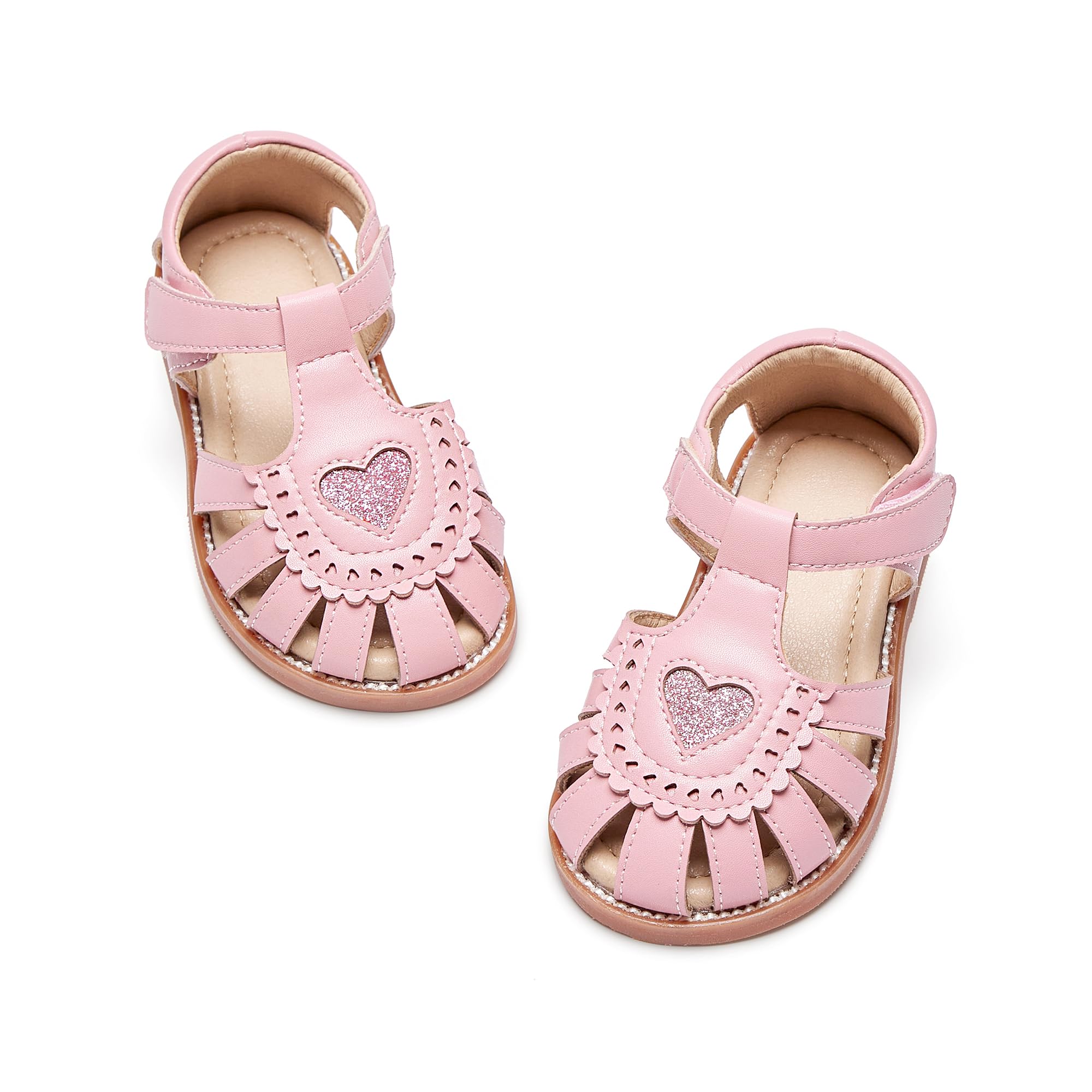 Kiderence Toddler Flower Girl Sandals Close Toe Dress Shoes Wedding Party | Hook and Loop,Non Slip Lightweight Sandals for Beach,Water Play and Daily Wear