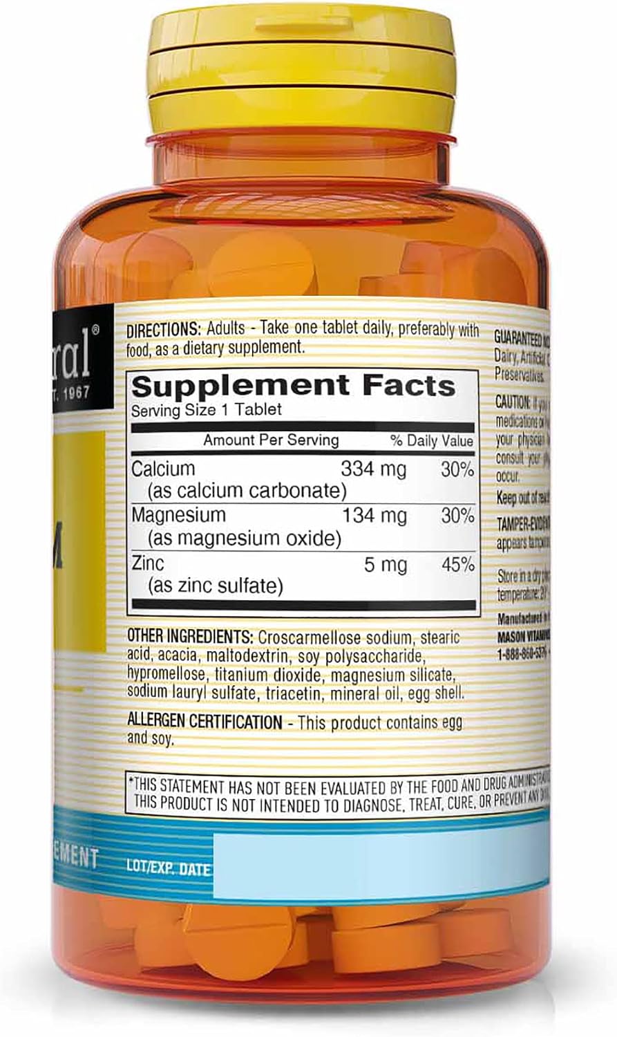 Mason Vitamins Calcium Magnesium & Zinc Tablets