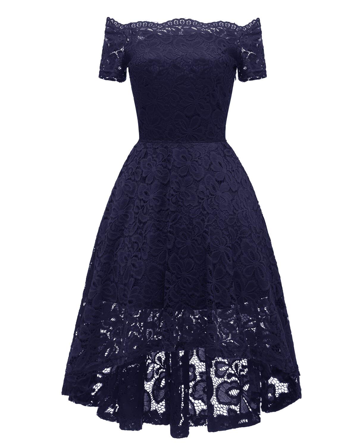 Women's Vintage Swing Dress Dip Hem Pinup Evening Party Cocktail High-Lo Gown