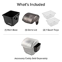 Vista 6 de San Jamar Mini barra de condimentos de cúpula con 2 compartimentos con tapa de cúpula para cocina, bar y restaurantes, plástico, 1 cuarto de galón