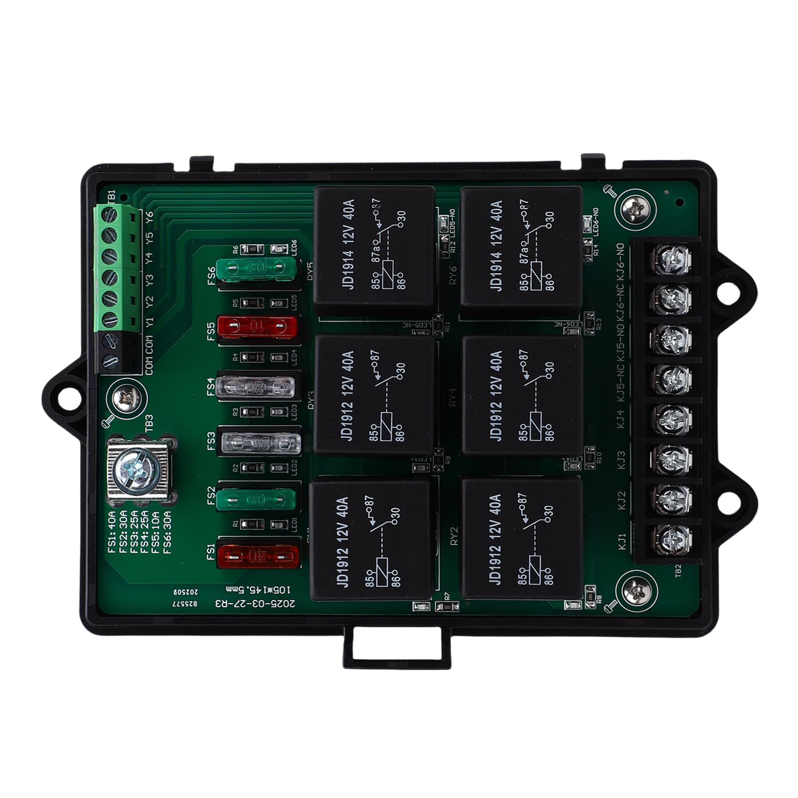 Hyuduo Scatola relè per Auto Scatola relè Automobilistica in Nylon Pannello a 6 Vie con 14 Fusibili a Lama ATC ATO Indicatori LED Design Impermeabile per Auto Camion Barche