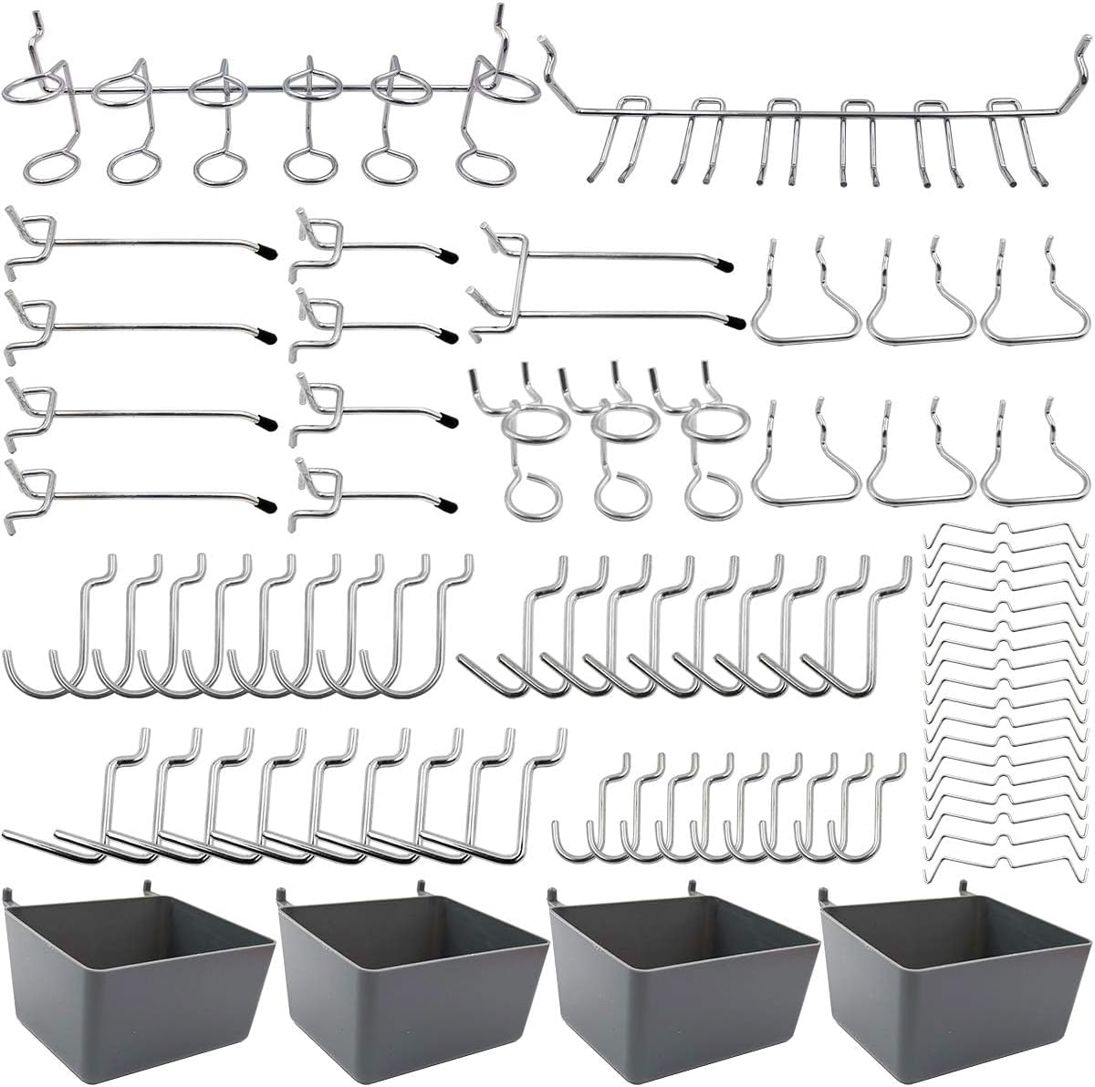 FRIMOONY Pegboard Hooks Assortment with Pegboard Bins