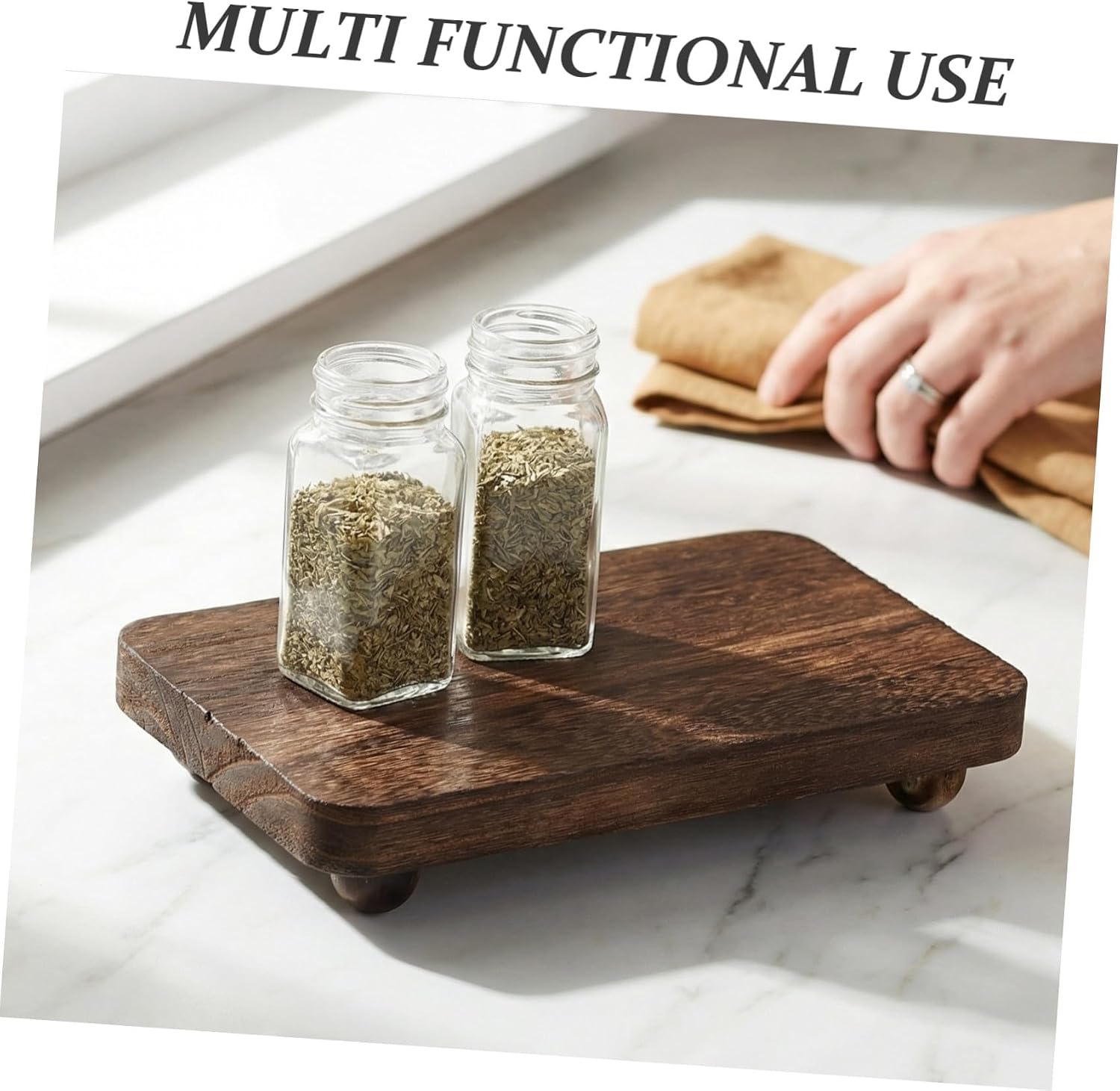 3pcs Wood Risers for Display Decorative Candles and Cupcakes, Stackable Brown Wooden Stand with Rectangular Shape, Space-saving and Sturdy Design for Bathroom Spaces and Kitchen