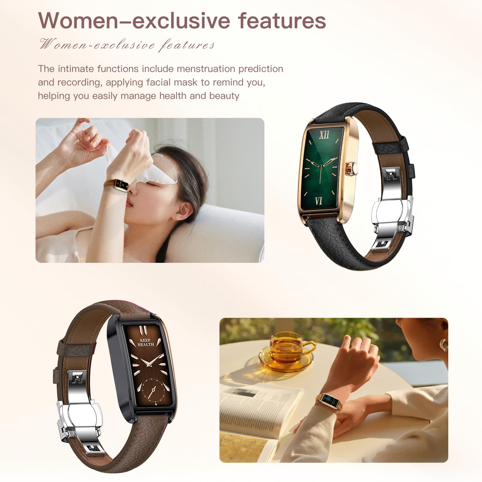 Fitness Tracker per le donne Dainty Smart Watch Orologio fitness con più modalità sportive Monitoraggio del sonno Cardiofrequenzimetro Contapassi Salute femminile per Android iOS