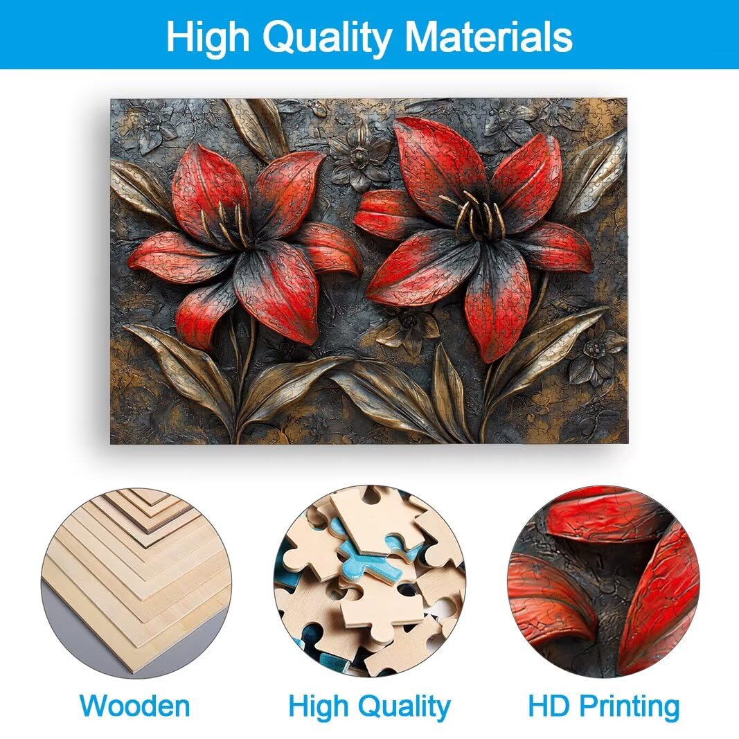 Puzzle 2000 Piezas, Puzzle Flor de Madera para Adultos, Regalos -2372