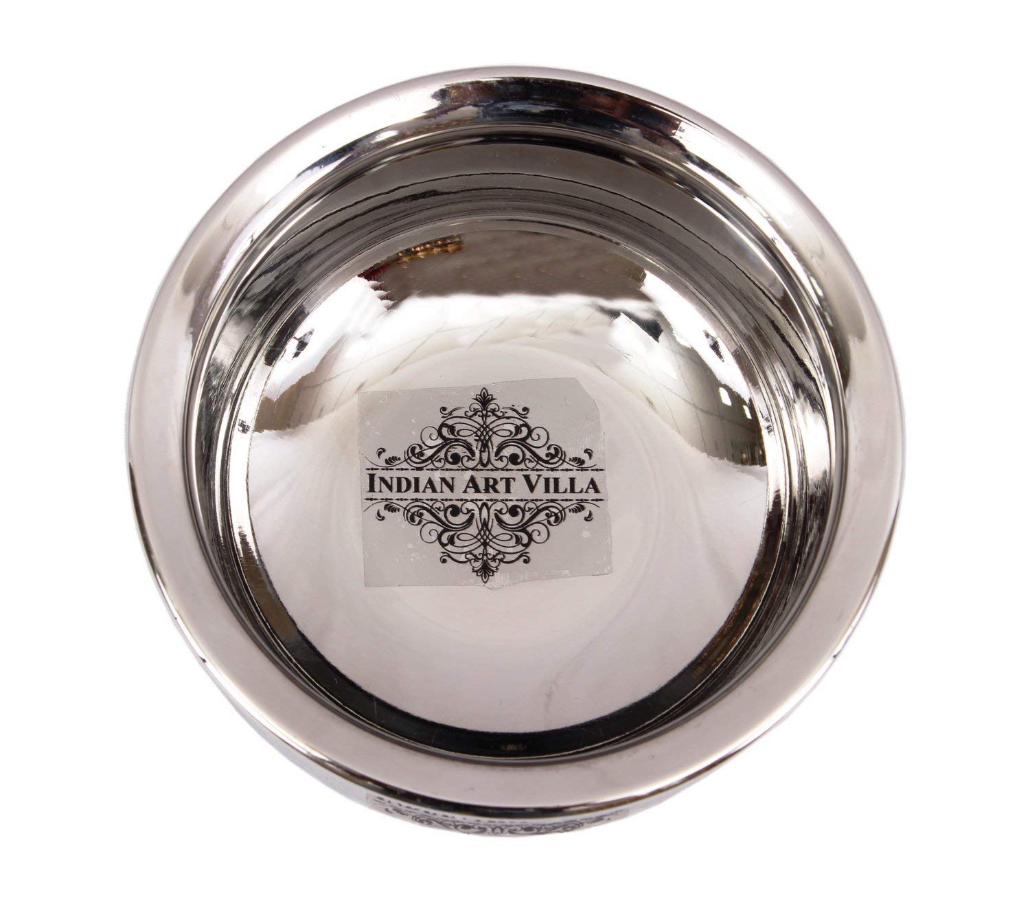 Buy INDIAN ART VILLA Stainless Steel Set of 1 Kadhai Karahi Kadai 500 ML  with 1 Handi Serving Bowl 600 ML - Serving Dishes Indian Food Dal Curry  Home Hotel Restaurant Tableware