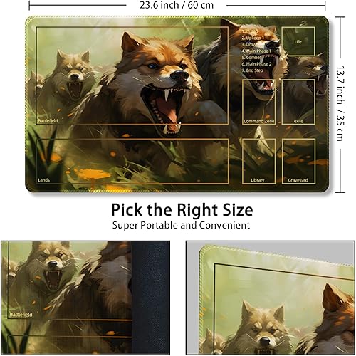 Miniatura 28 de MTG Playmat, Free Storage Bags, 24 x 14 Inches, TCG & Board Game Mat with Zones