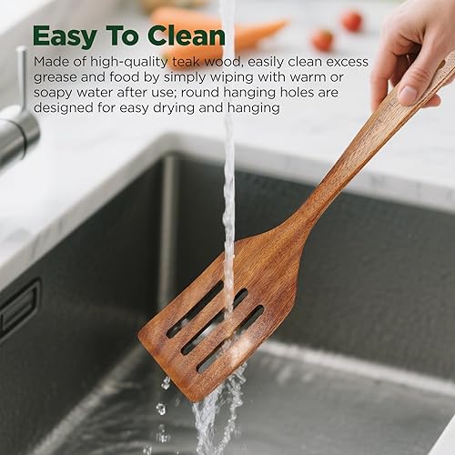 Miniatura 7 de Espátula de madera para cocinar, espátulas de madera para uso en la cocina,Juego de espátulas de madera para cocinar, juego de utensilios de cocina