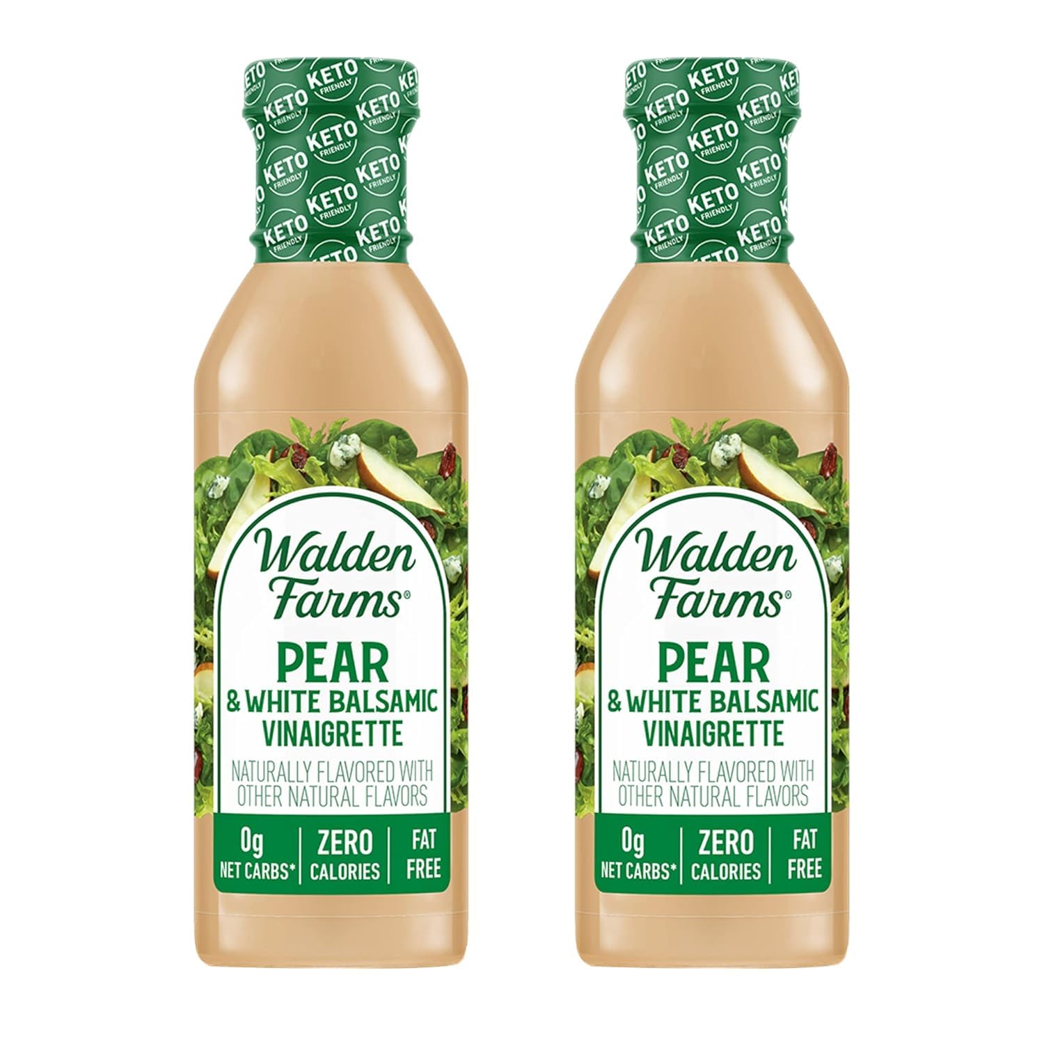 Walden FarmsPear & White Balsamic Vinaigrette – Calorie-Free, Gluten-Free, Low Carb, Keto-Friendly, Vegan, Sugar-Free Salad Dressing with Sweet Pear & Balsamic Flavor – 12 oz Bottle