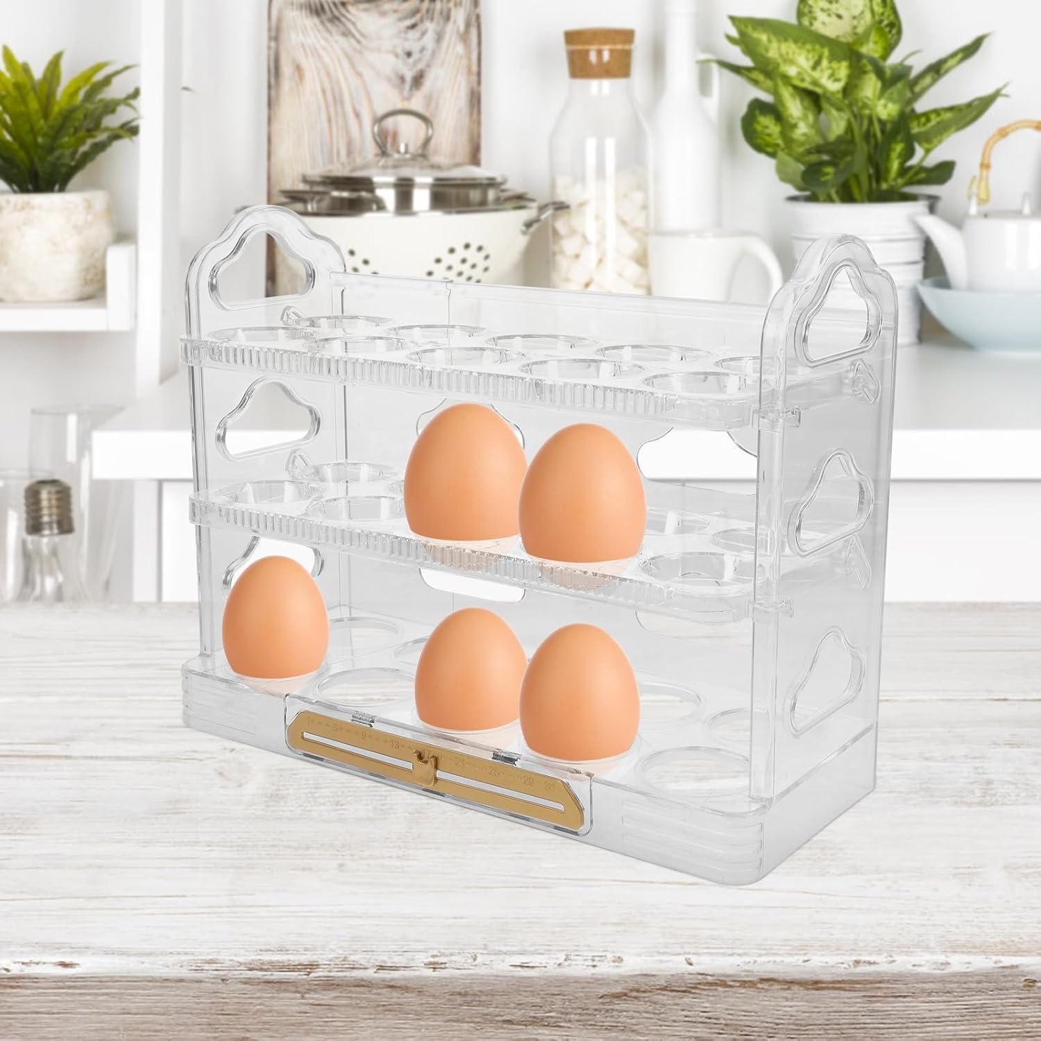 Refrigerator Egg Storage Container with Timer 3-layer Egg Organizer Box for Fridge Side Door for Kitchen