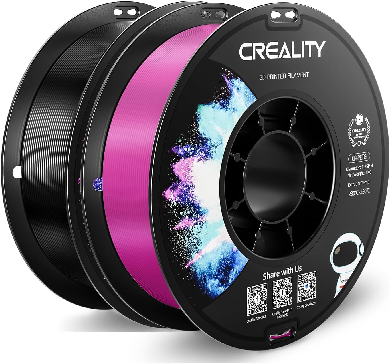 Creality 1kg Black and 1kg Magenta PETG Filament