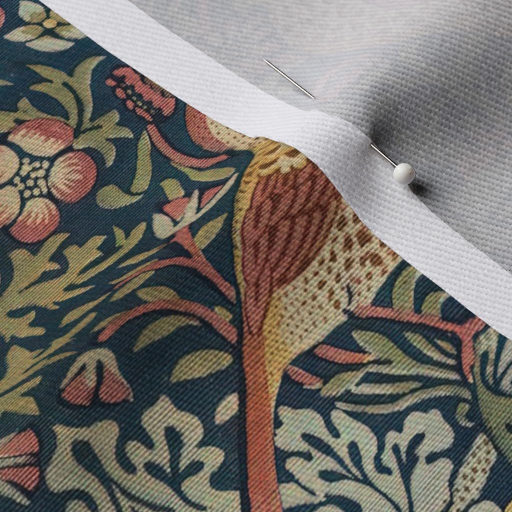 Spoonflower Fabric - Strawberry Thief William Morris Floral Vintage Arts and Crafts Printed on Denim Fabric by The Yard - Bottomweight Apparel Home Decor Upholstery