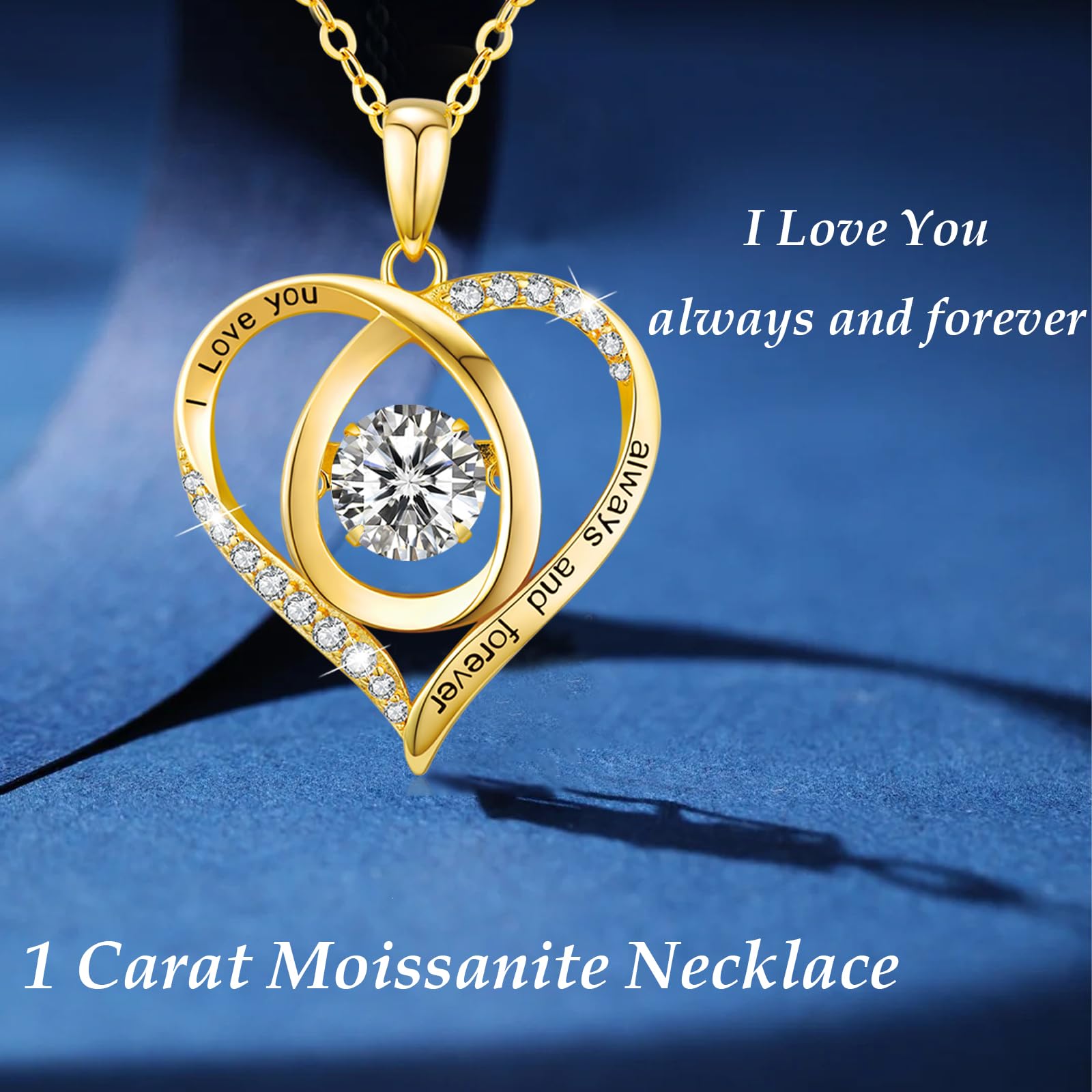Moissanite Kette Damen Silber 925 Echt Herz Halskette Schmuck Geschenke | Jubiläum Weihnachten Valentinstag Muttertags Hochzeit Geburtstag Geschenk für Frauen Frau Freundin Mama