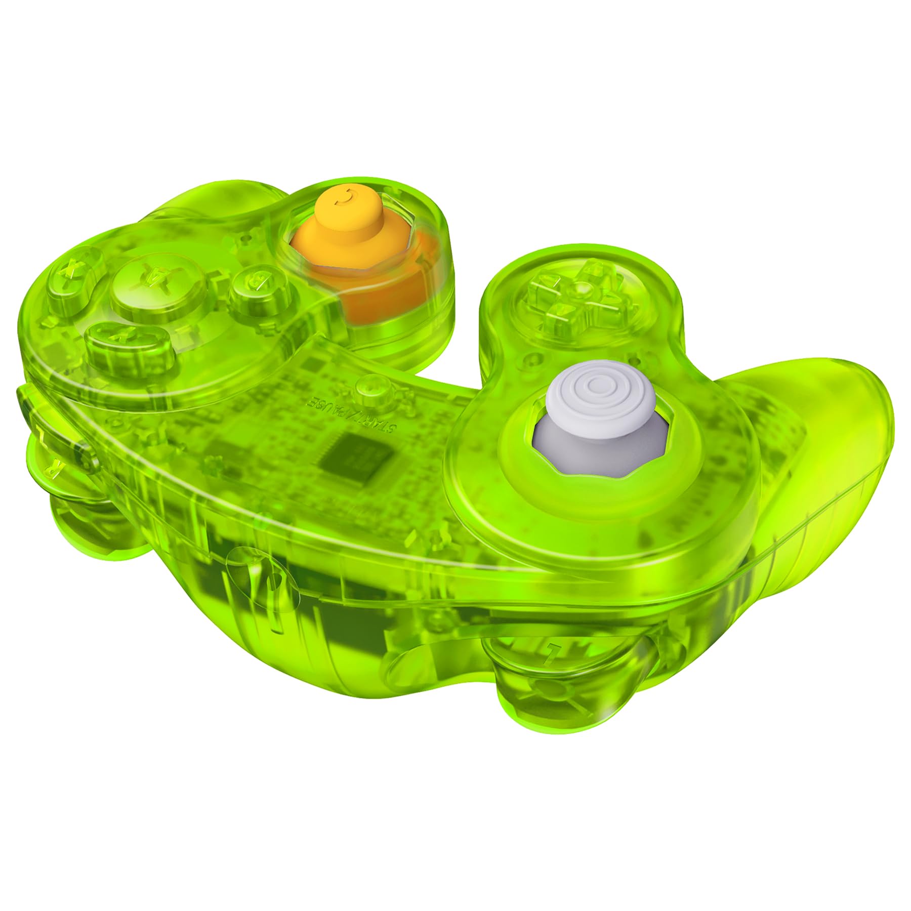 eXtremeRate Coque pour Nintendo Gamecube Manette, Coque de Remplacement Série Transparente avec Boutons pour Nintendo Gamecube, Manette Pas Incluse, Vert Citron Clair