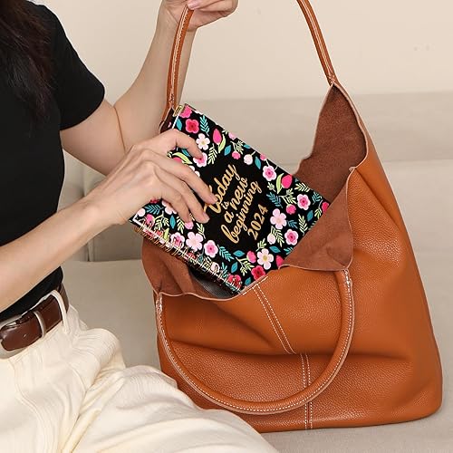 Miniatura 7 de Agenda semanal mensual 2024calendario enero 2024 a diciembre con pestañas mensuales + contactos + calendarios + días festivos + bolsillo, agenda de