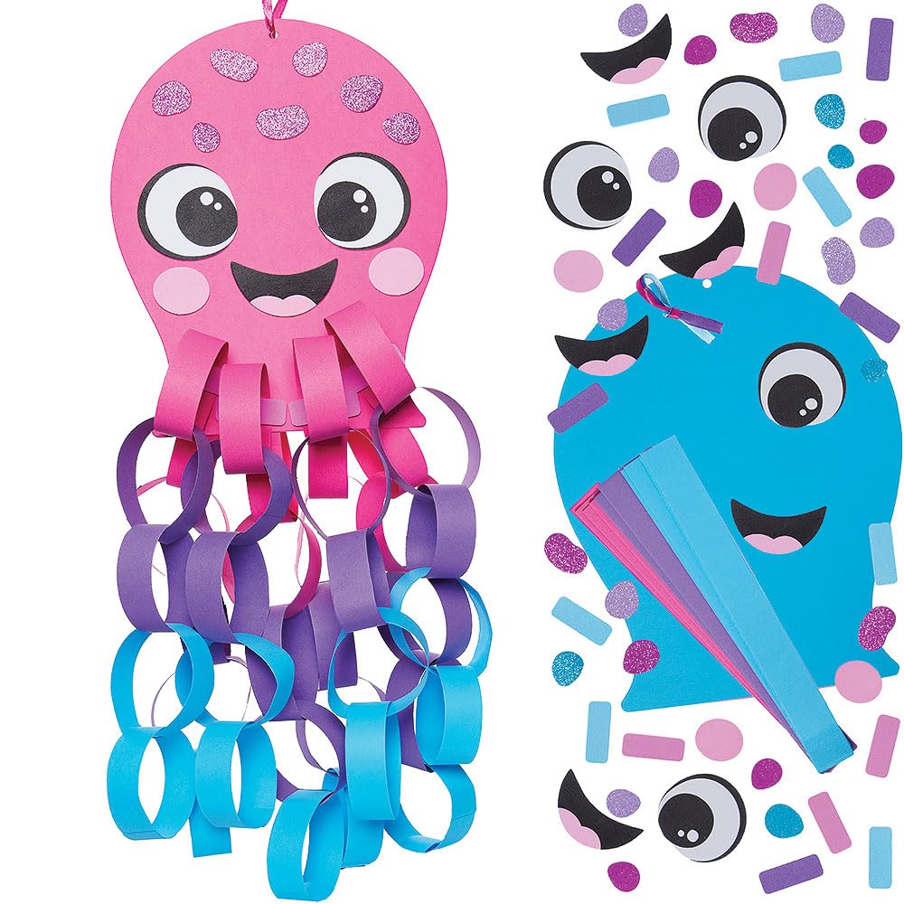 Baker Ross VC144 Octopus Paper Chain Kits - Pack of 3, Octopus Paper Chain Decoration Crafts