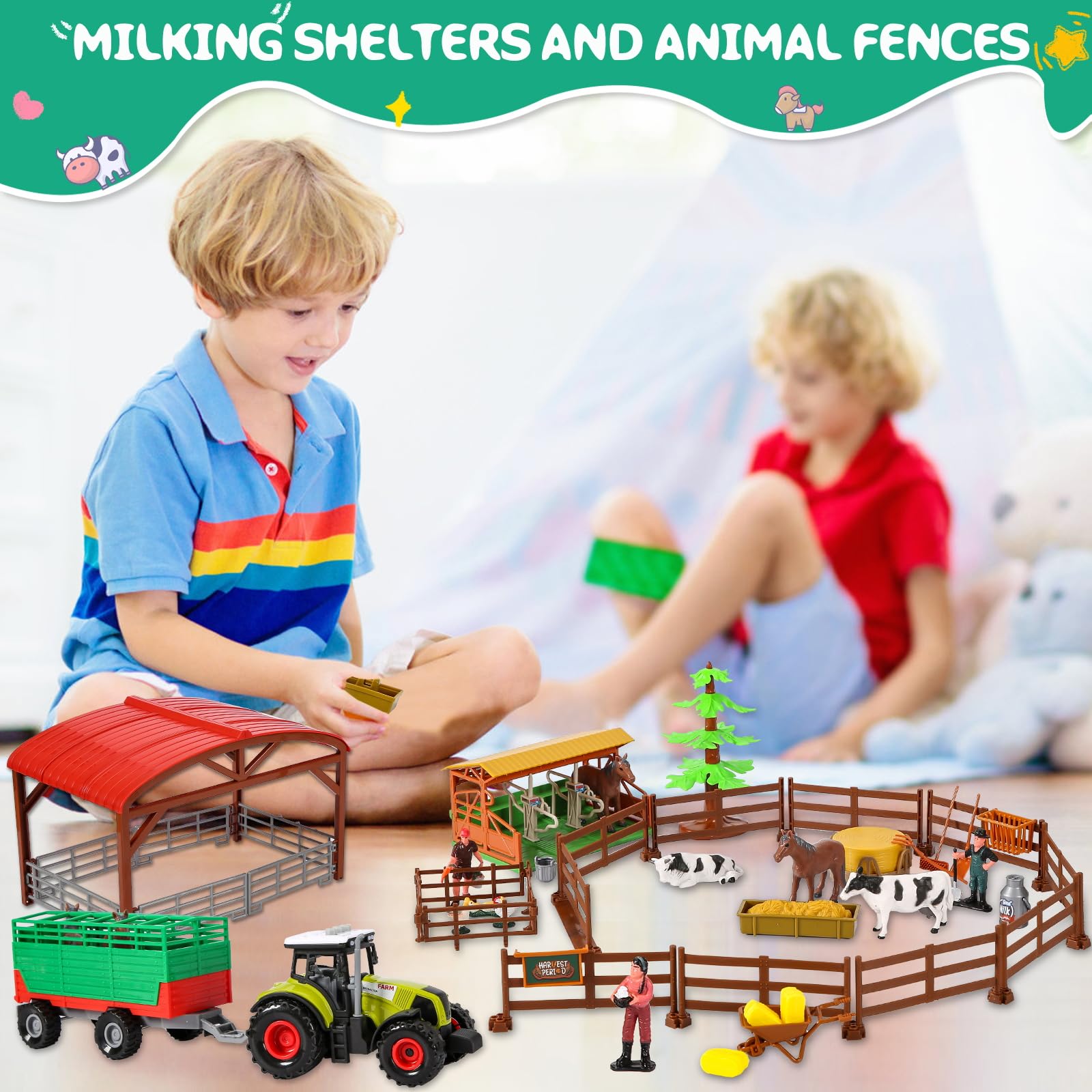 Herenear Animali Fattoria, Realistico Animali Giocattolo, Giocattoli Figure di Animali da Fattoria, Giochi Educativo Regalo per Bambini3+ Anni