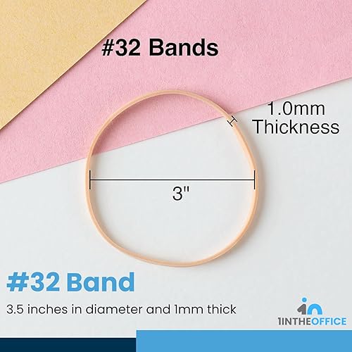 Miniatura 3 de 1InTheOffice Bandas de goma tamaño 32, 32 bandas de goma, beige, #32, paquete de 900