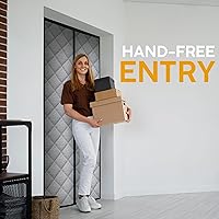 Vista 6 de Cortina magnética de puerta con aislamiento térmico de 34 x 82 pulgadas, puertas temporales, cortina magnética de puerta térmica, se adapta a