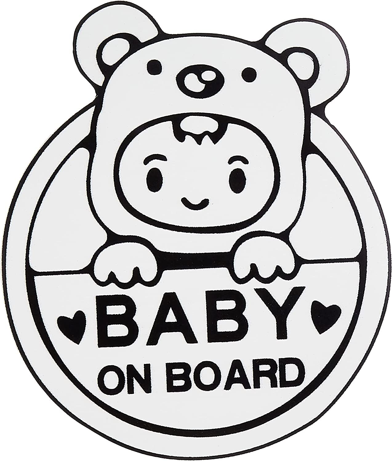 Bigtime Signs Reflective Baby on Board Sign for Car, Caution Decals Reflective Kids Safety Warning Sticker Marks for Driver, Heat Resistant, Long Lasting, Waterproof-White
