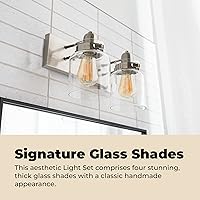 Vista 3 de Wood Grip Lámpara de tocador de baño - Iluminación interior de baño (níquel cepillado, 2 luces)