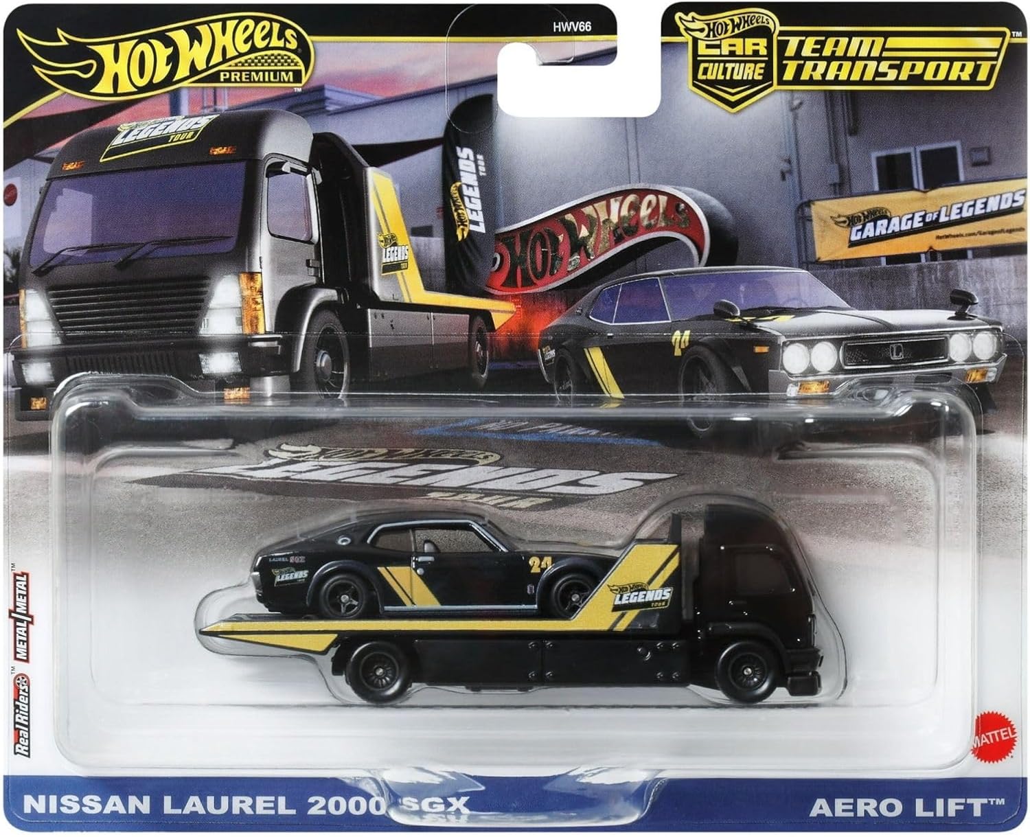 Hot Wheels Collector, Nissan Laurel 2000 SGX and Aero Lift Car Carrier, Collectible Toy Vehicle