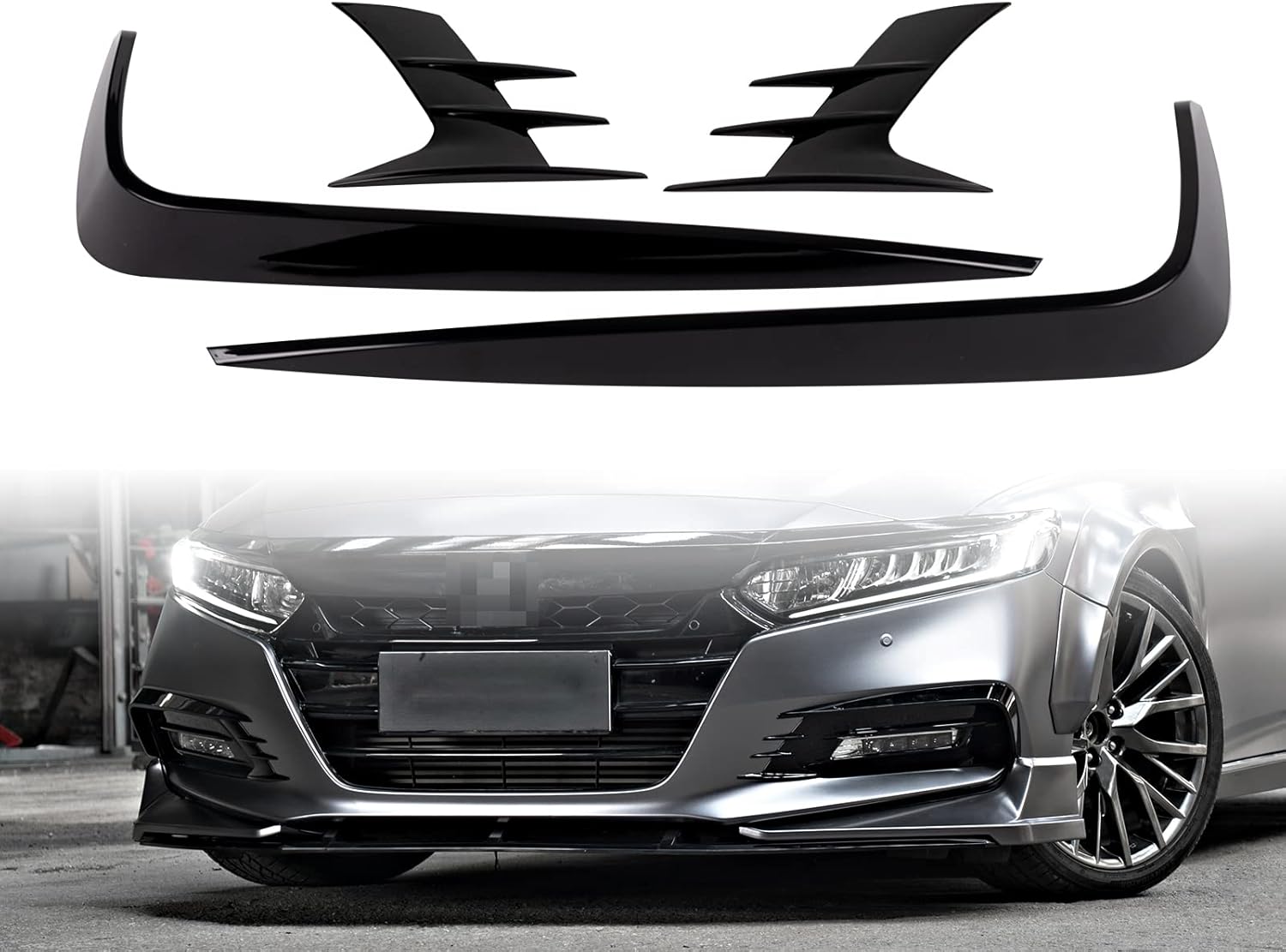 AKASAKA Front Fog Light Eyebrow Lamp Cover Front Bumper Trim Fit for Honda Accord 2018 2019 2020