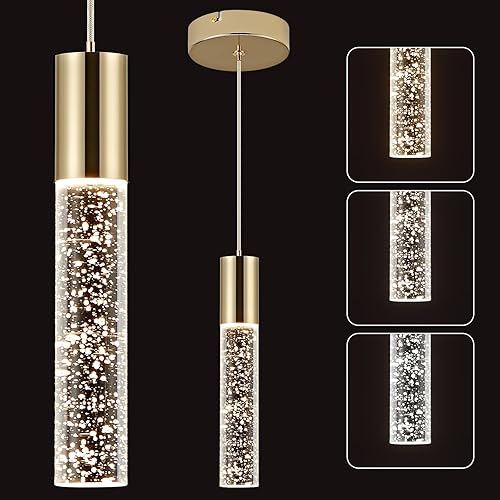 Miniatura 11 de OKELI Luces colgantes modernas, luces LED de cristal de burbuja para isla de cocina, accesorios de iluminación, mini iluminación colgante individual