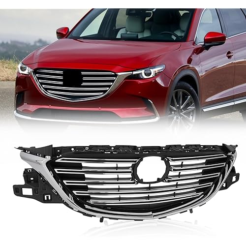 Front Upper Bumper Grille Grill Compatible with 2016-2018 Mazda CX9 CX-9 GS/GS-L/Sport/Touring TK4950710， Replacement for MA1200211