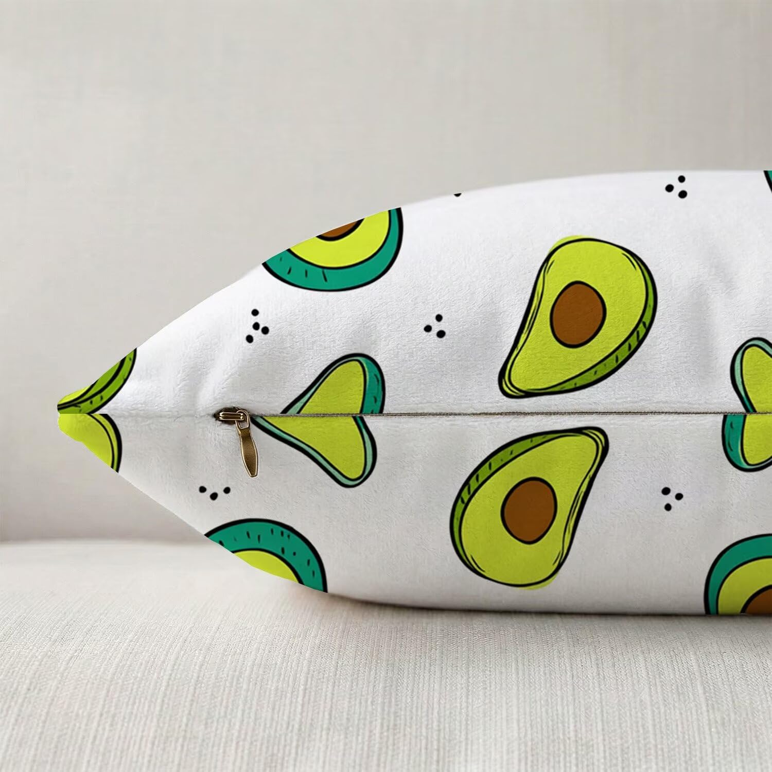 Lot de 4 Housses de Coussins 65x65 cm Avocat, Housse Coussin Decoratif en Peluche Courte, Carré Coussin Exterieur Impermeable, Coussins Canapé pour Lit Chambre Salon Maison Deco Vert L-G615