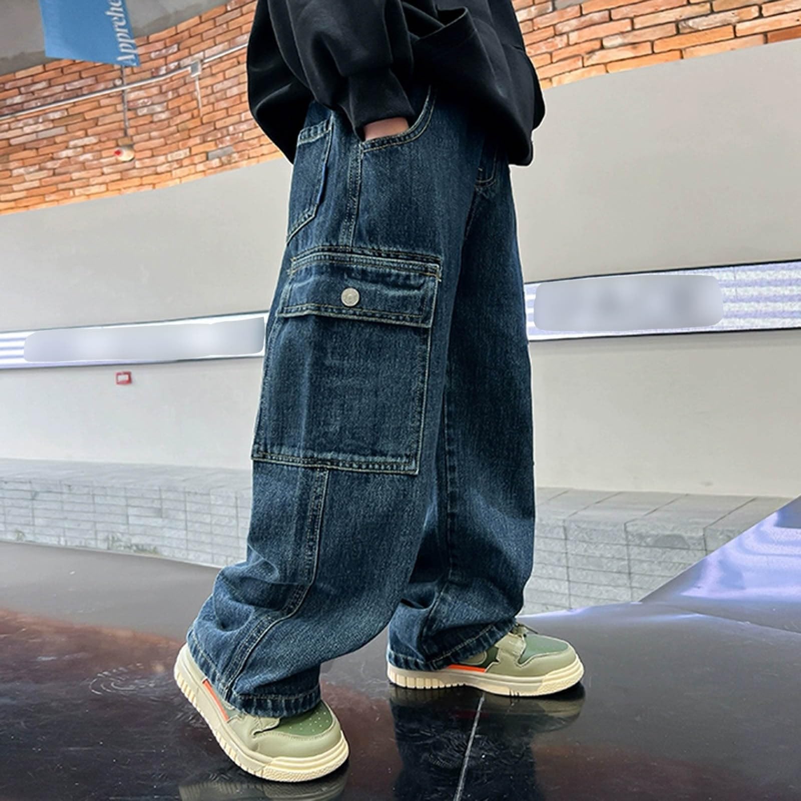 Vaqueros Niño 5-16 Años Anchos Forro Polar Pantalón Vaquero Adolescentes Chico Elasticos Rectos Moda Y2K Streetwear Jeans Pantalones Vaqueros Cargo Denim Holgados Grueso Invierno 2026