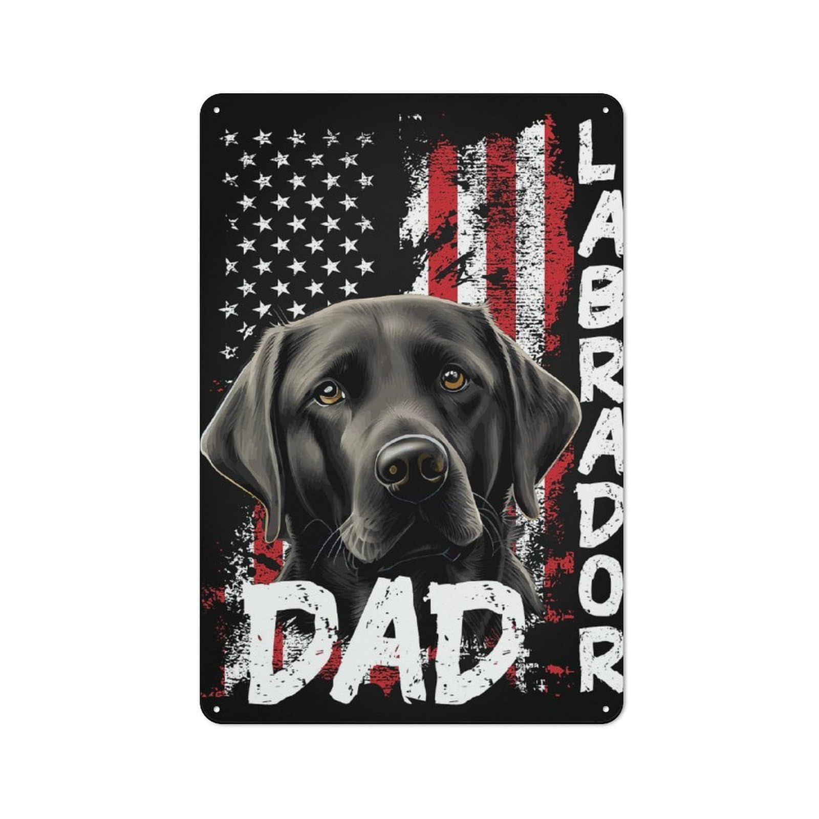 Nostalgic Labrador Dad American Flag Decorative Tin Sign 30x20cm, Vintage Wall Decor for Lounge, Study, Pub Or Wall Gallery