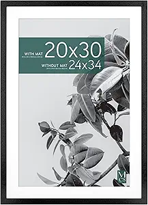 MCS Studio Gallery 24x34 Matted Poster Frame with 20x30 Picture Display, Black Woodgrain Vertical & Horizontal Wall Hanging Large Picture Frame for Photos, Posters & Art Prints (1-Pack)