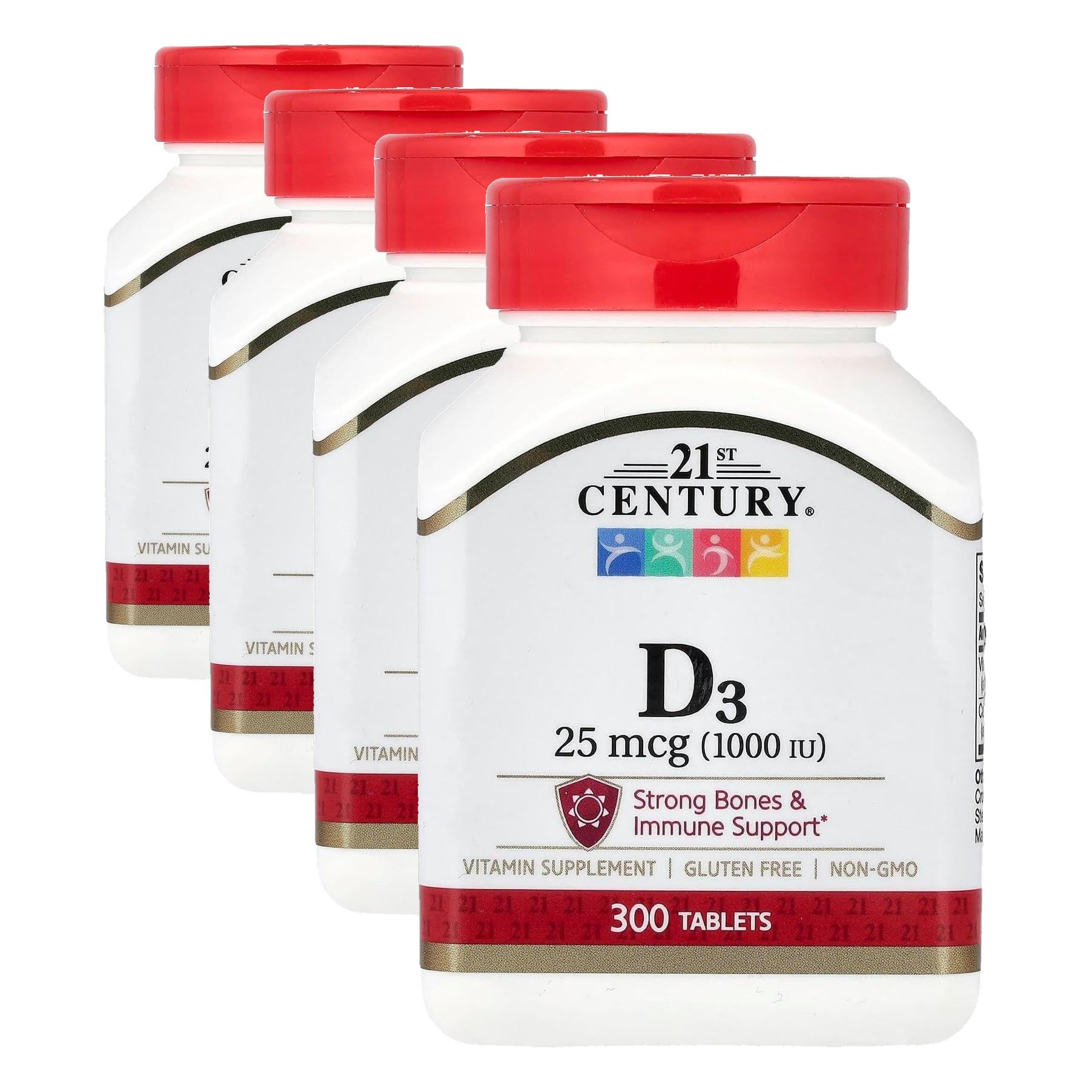21st Century D 1000 IU Tablets, 300 Count (Pack of 4)