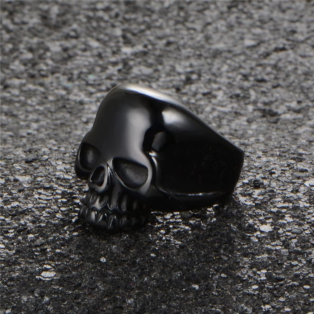 316L Stainless Steel Men's Cool Skull Head Ring Punk New Jewelry Black/Blue/Gold/Silver - Image 6