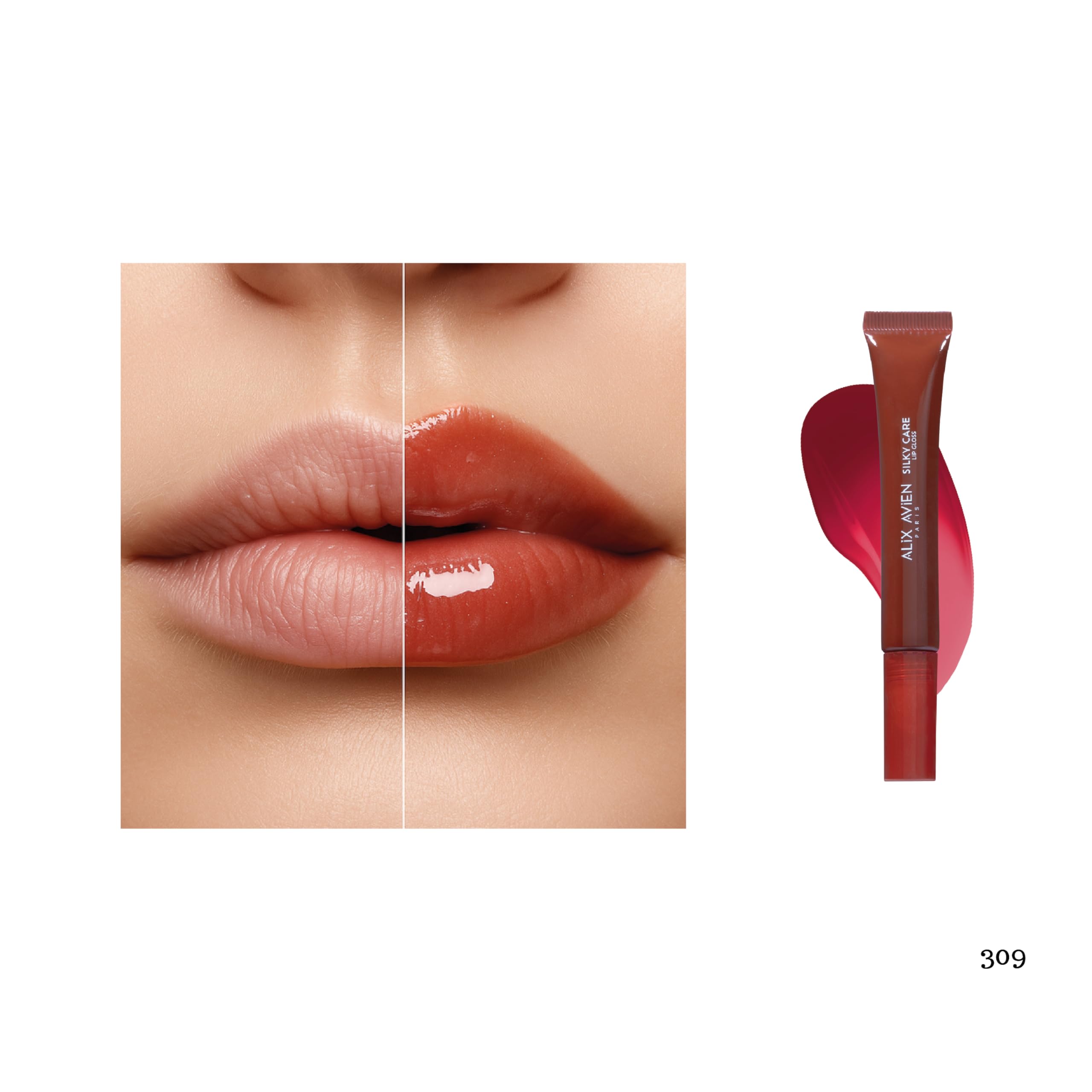 ALIX AVIEN Koruyucu, Dolgunlaştırıcı, Nemlendirici Dudak Parlatıcısı - Silky Care Lipgloss 309 Sweet Cherry (2 paketi)