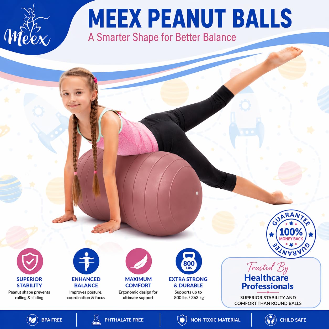 Meex Sensory Peanut Ball for Kids Therapy and Exercise - Enhance Balance, Motor Skills and Physical Therapy Calming Development with Our Yoga Ball - Flexible Seating for Autistic Children — Amazon image 6