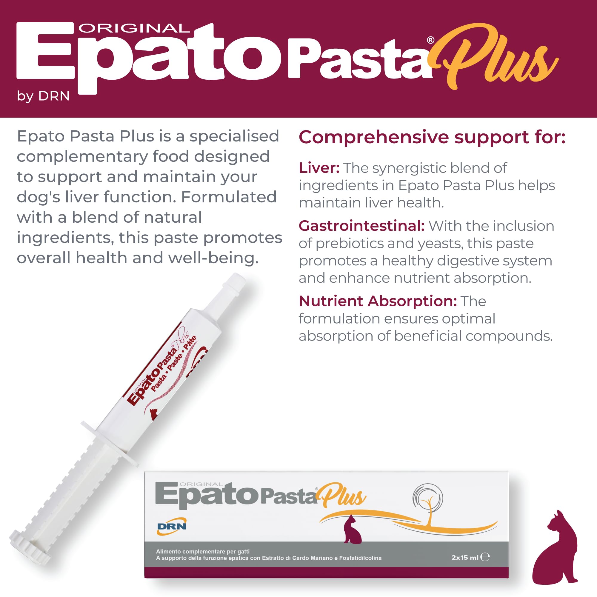 Epato Pasta Plus – Pasta Appetibile per Cani e Gatti – Supporto Quotidiano per la Funzione Epatica e il Comfort Digestivo