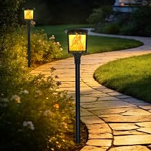 Swingers Solar Torch Lights Outdoor, 33" Tall Flickering Flame Lights | Solar Flame Lights,2 Pack Waterproof Outdoor Garden Light for Christmas, Garden, Landscape, Path, Yard, Patio