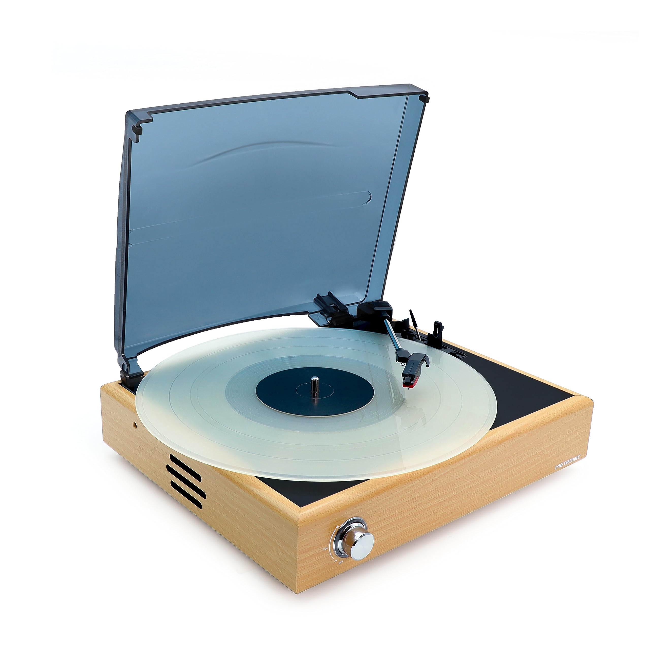 Metronic Platine Vinyle Bluetooth Vintage, Tourne Disque à 3 Vitesses 33, 45 et 78 Tours, Haut-Parleurs Intégrés, Finition Bois - 477360
