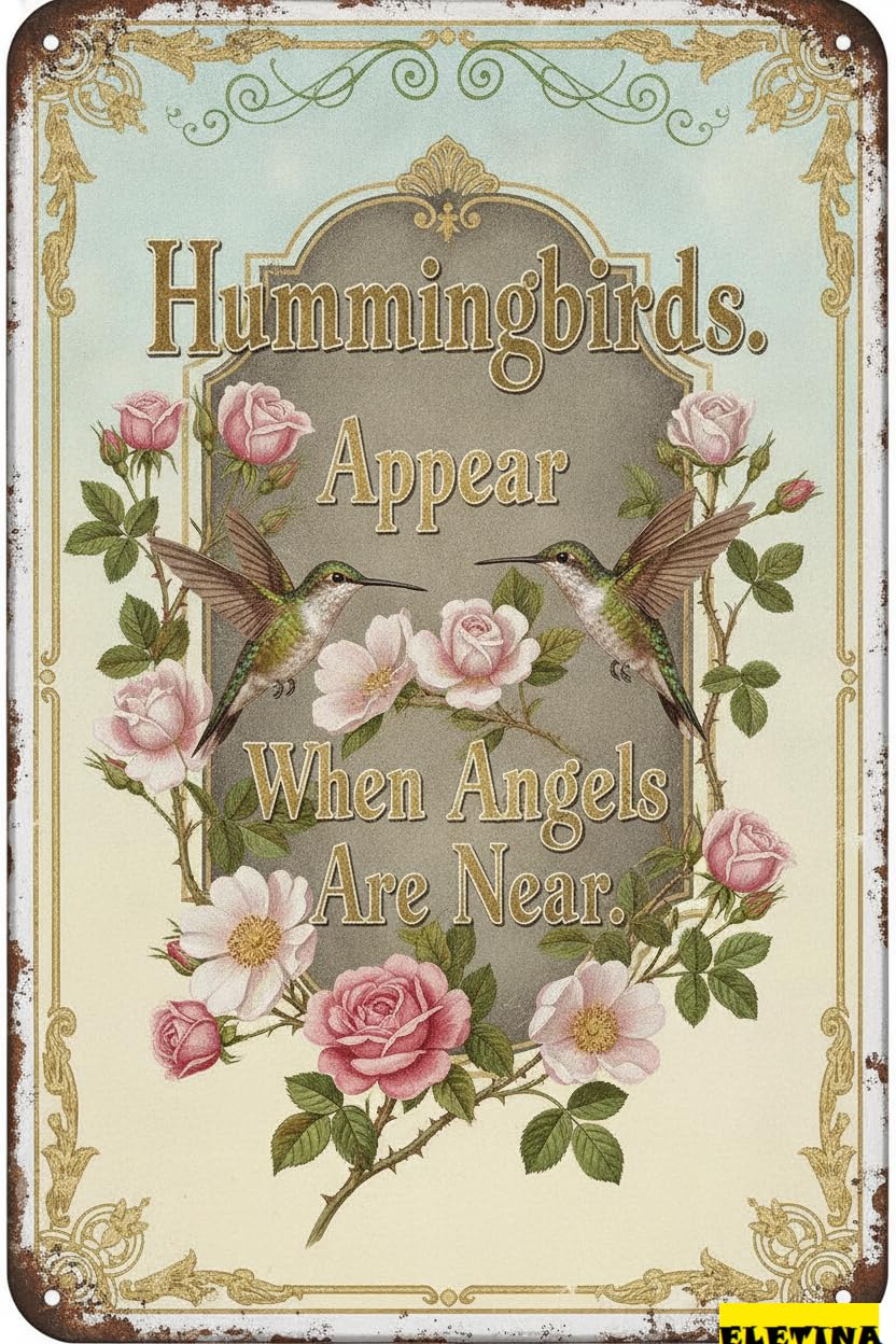 Hummingbirds Appear When Angels Are Near Tin Sign, 8x12