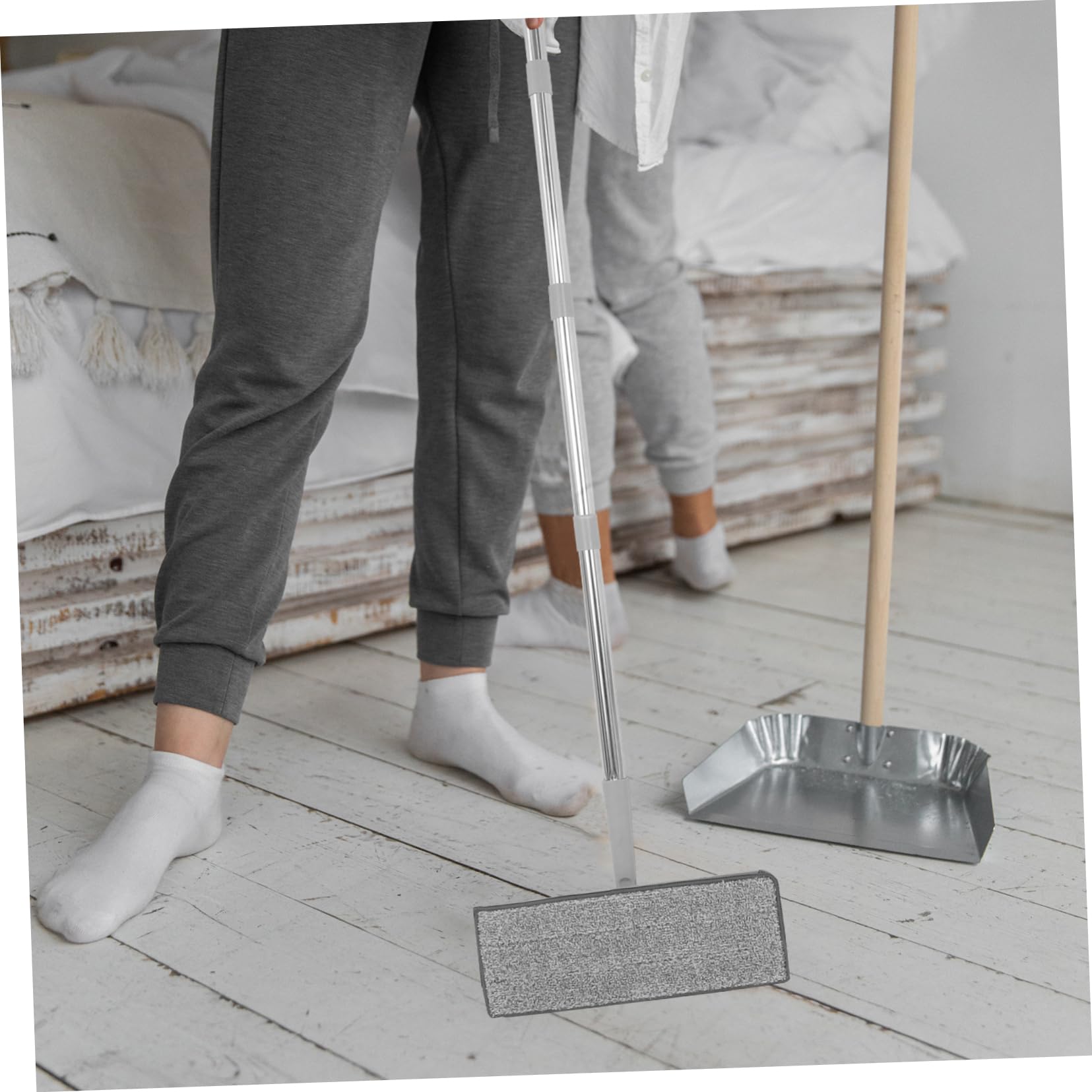 Fregona Super Absorbente con Cubo para Limpieza Dual de Pisos y Ventanas en Hogares y Oficinas, Sistema de Fregona Plana con Microfibra y Acero Inoxidable